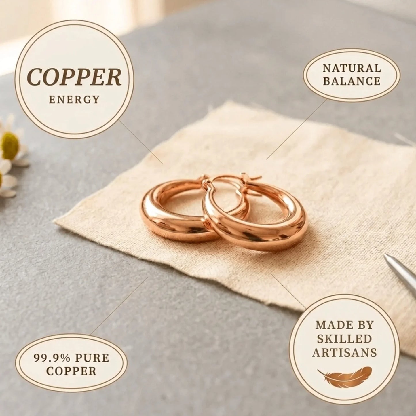 Alorin Elara Copper Hoop Earrings