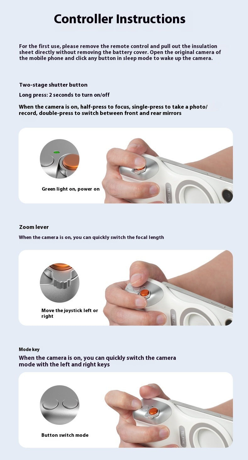 GripShot Pro – Magnetic Phone Camera Grip with Shutter & Magnetic Selfie Light 2.0 & Tripod