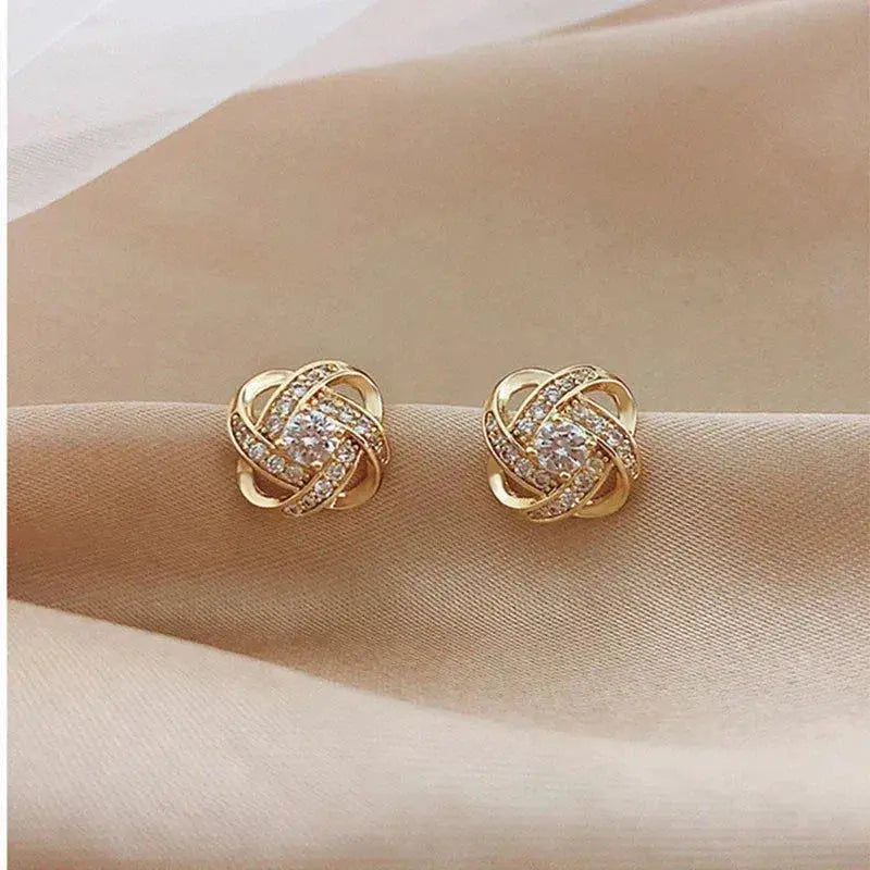 Aura™ | Golden floral crystal, refined elegance Earrings
