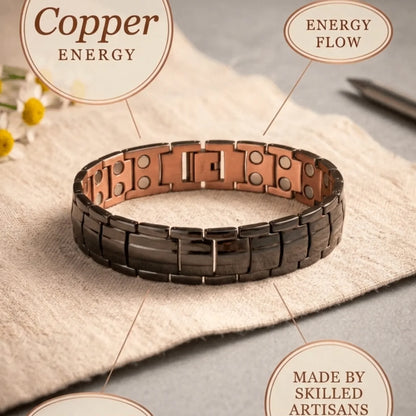 Alorin Obsidian Men's  Copper Bracelet