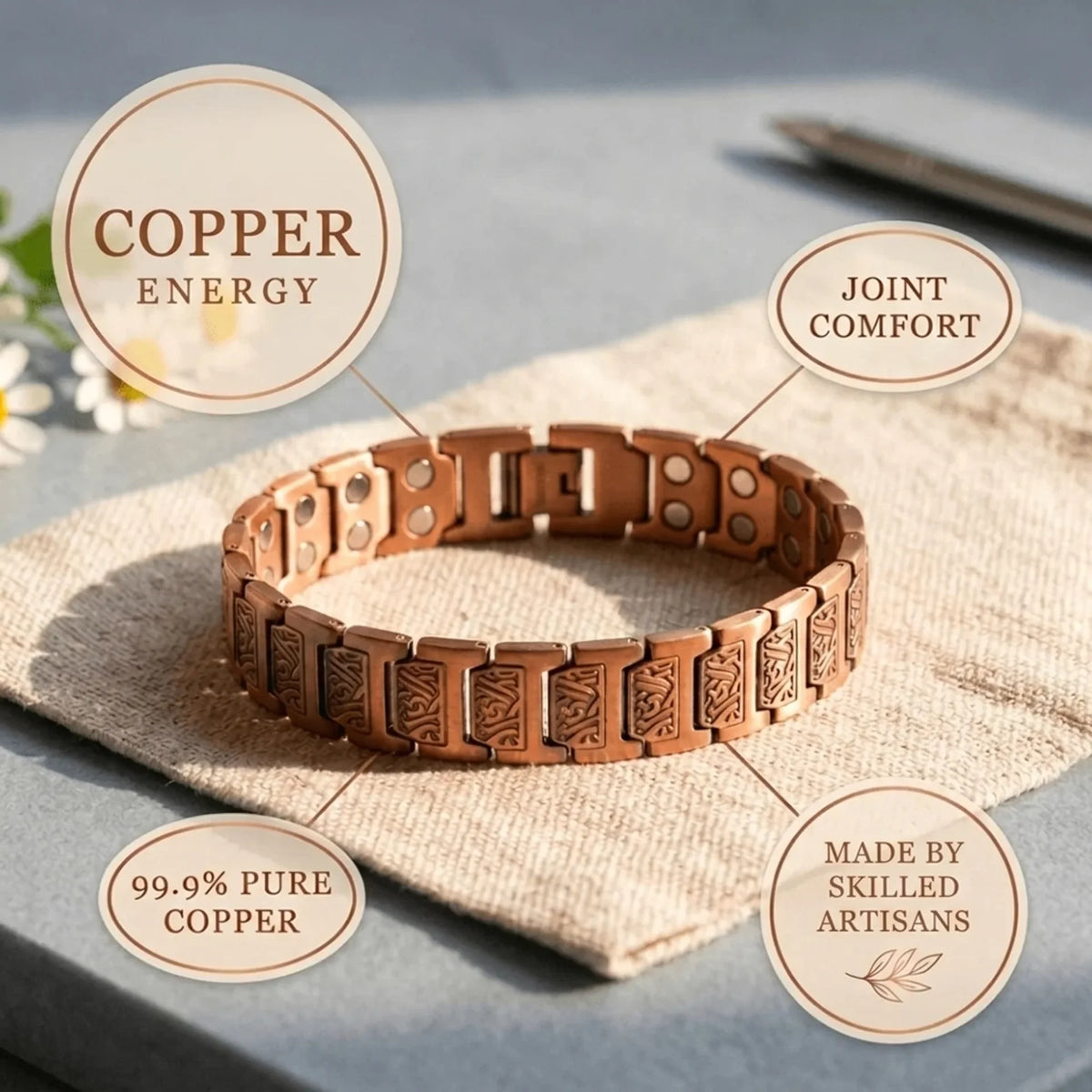 Alorin Cipher Men's Copper Bracelet