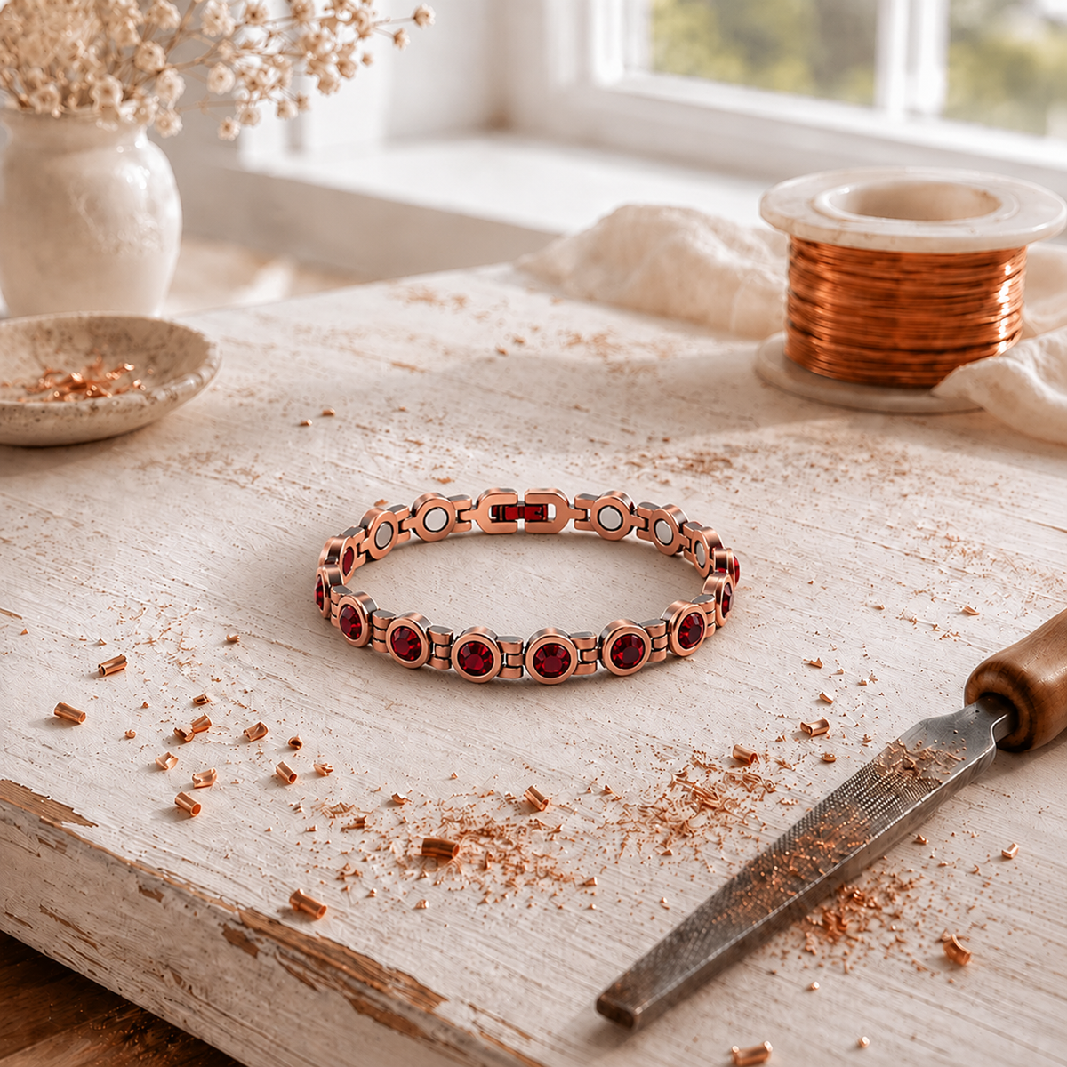 Roselle Copper Crystal Bracelet