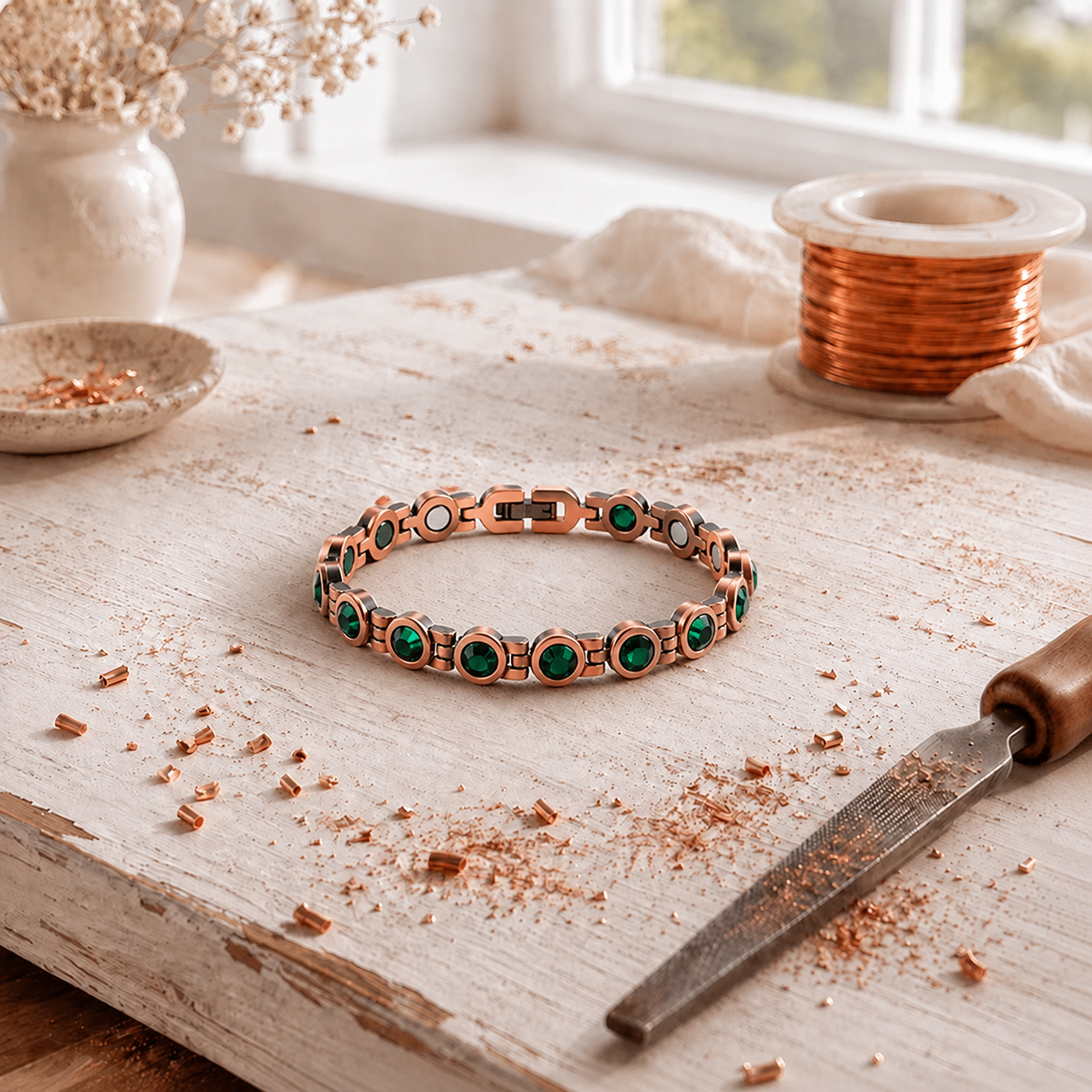 Roselle Copper Crystal Bracelet