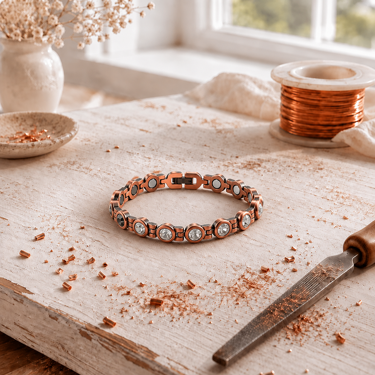 Roselle Copper Crystal Bracelet