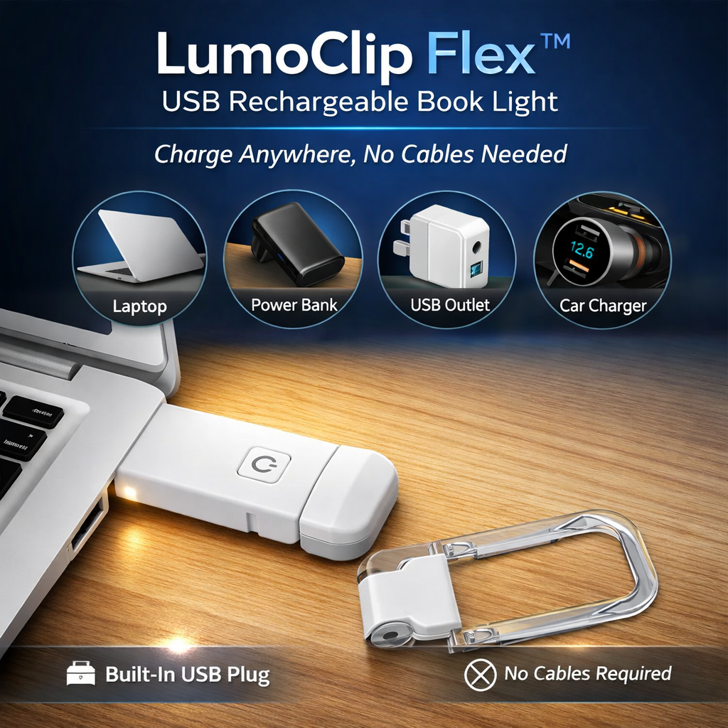 LumoClip Flex™ USB Rechargeable Book Light