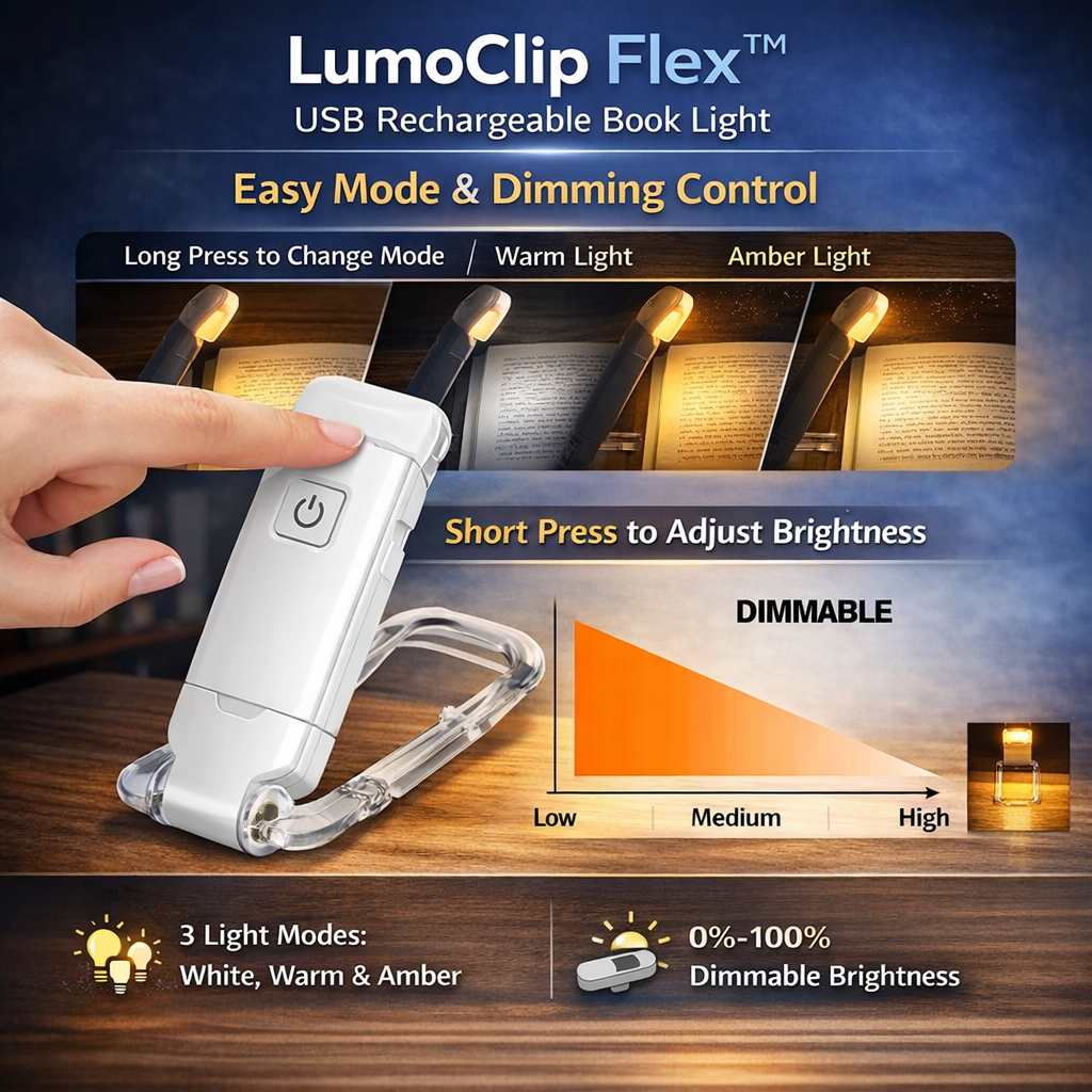 LumoClip Flex™ USB Rechargeable Book Light