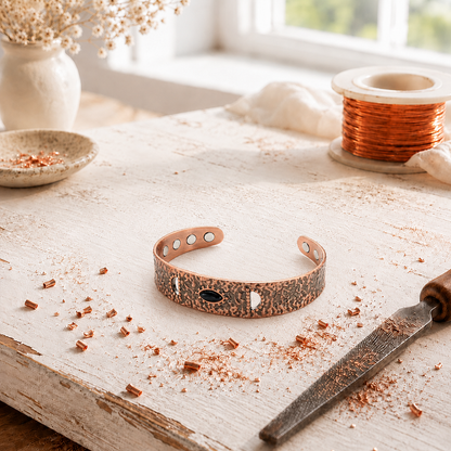 Alorin Hammered Copper Magnetic Cuff Bracelet – Artisan Finish