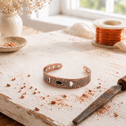 Alorin Hammered Copper Magnetic Cuff Bracelet – Artisan Finish