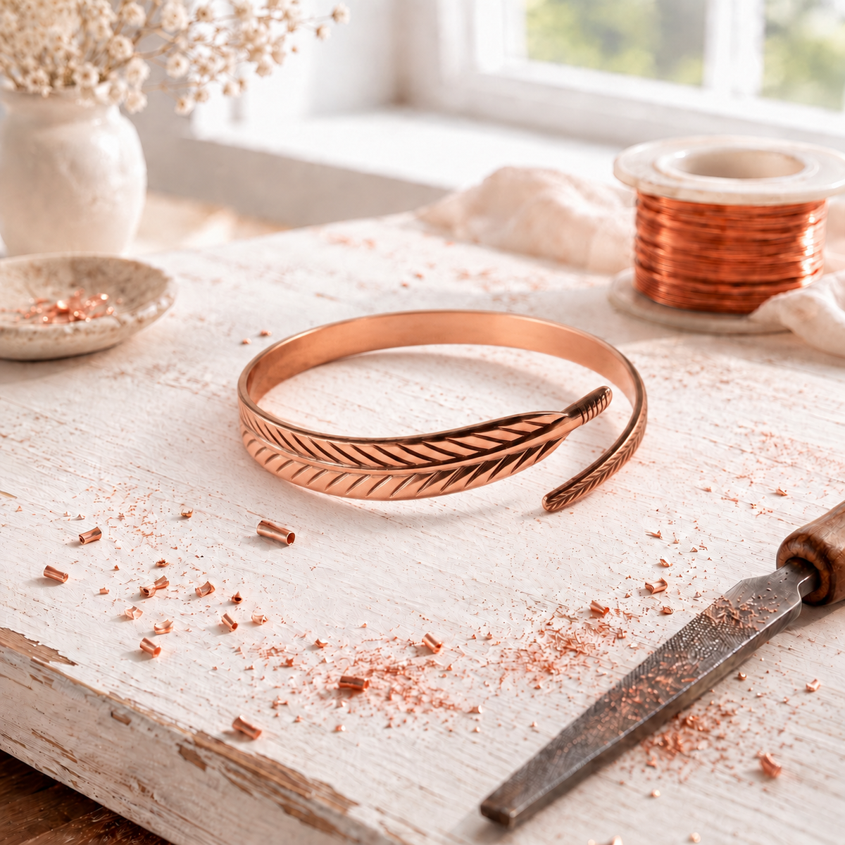 Alorin Copper Feather Bracelet