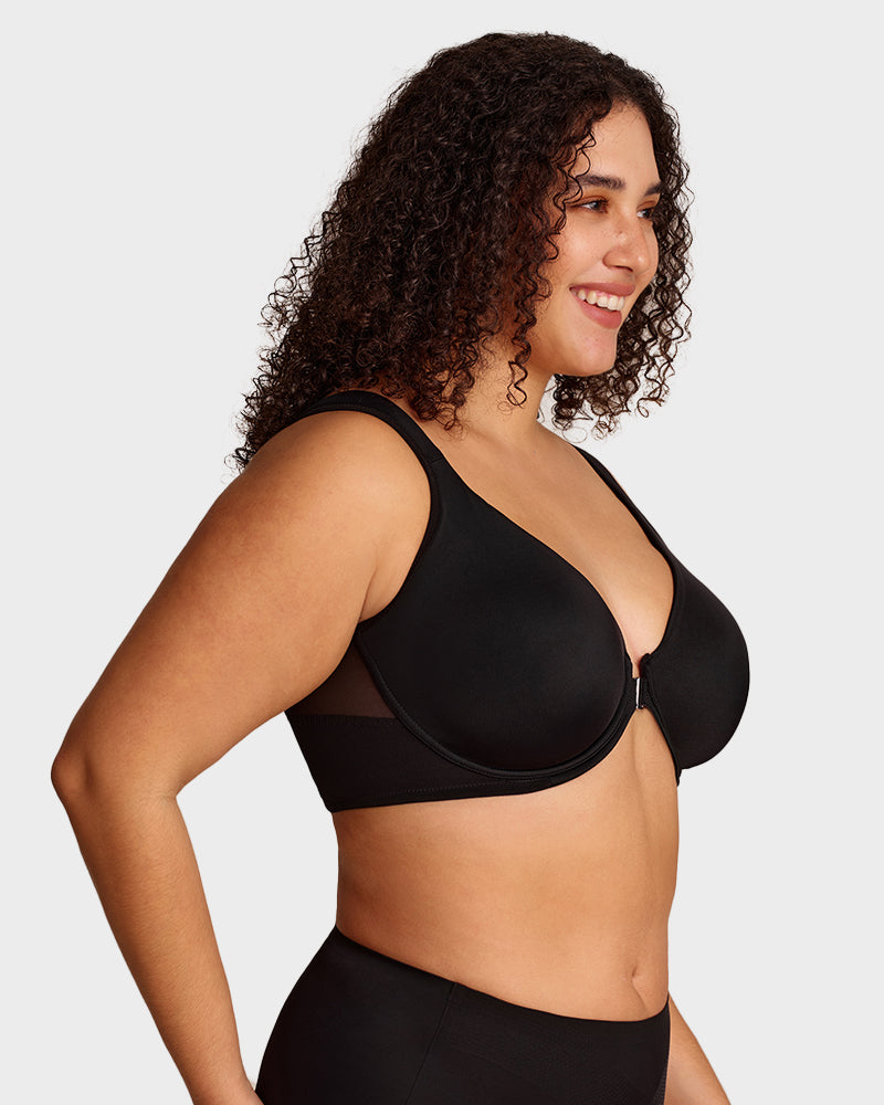 Alorin™ Front Closure Underwire Unlined Back Support Plunge Bra