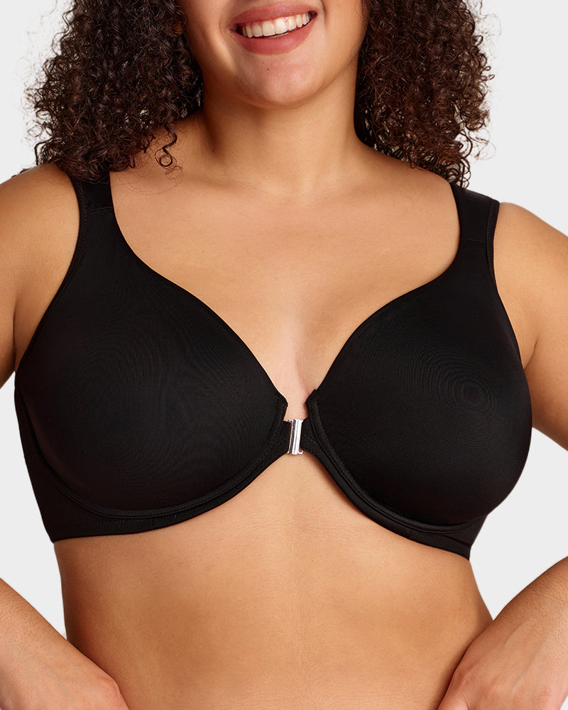 Alorin™ Front Closure Underwire Unlined Back Support Plunge Bra