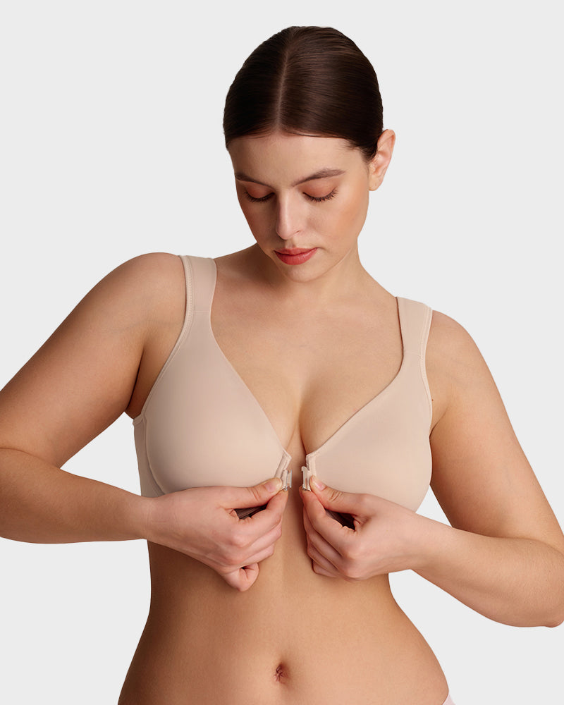 Alorin™ Front Closure Underwire Unlined Back Support Plunge Bra