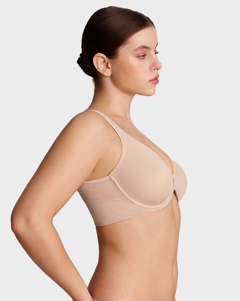 Alorin™ Front Closure Underwire Unlined Back Support Plunge Bra