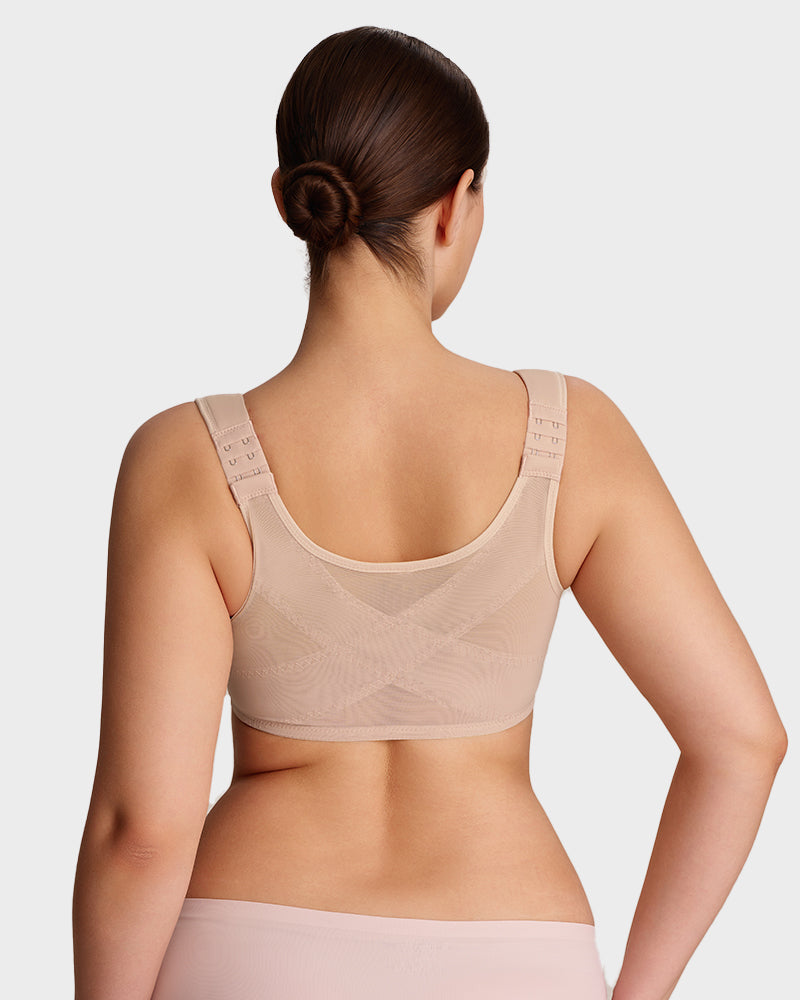 Alorin™ Front Closure Underwire Unlined Back Support Plunge Bra