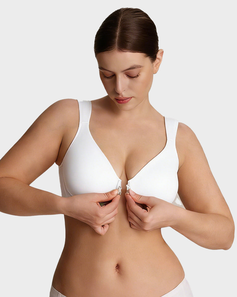 Alorin™ Front Closure Underwire Unlined Back Support Plunge Bra