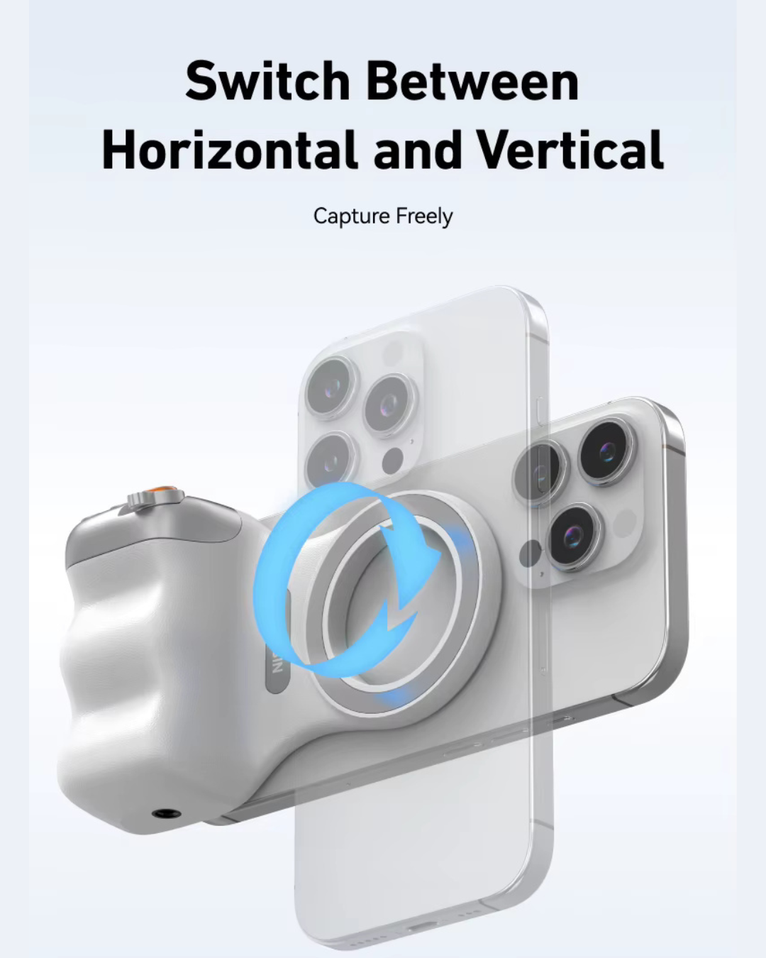 GripShot Pro – Magnetic Phone Camera Grip with Shutter & Magnetic Selfie Light 2.0 & Tripod