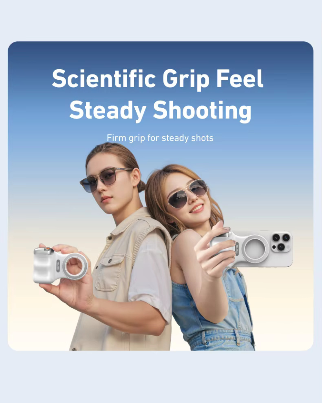 GripShot Pro – Magnetic Phone Camera Grip with Shutter & Magnetic Selfie Light 2.0 & Tripod