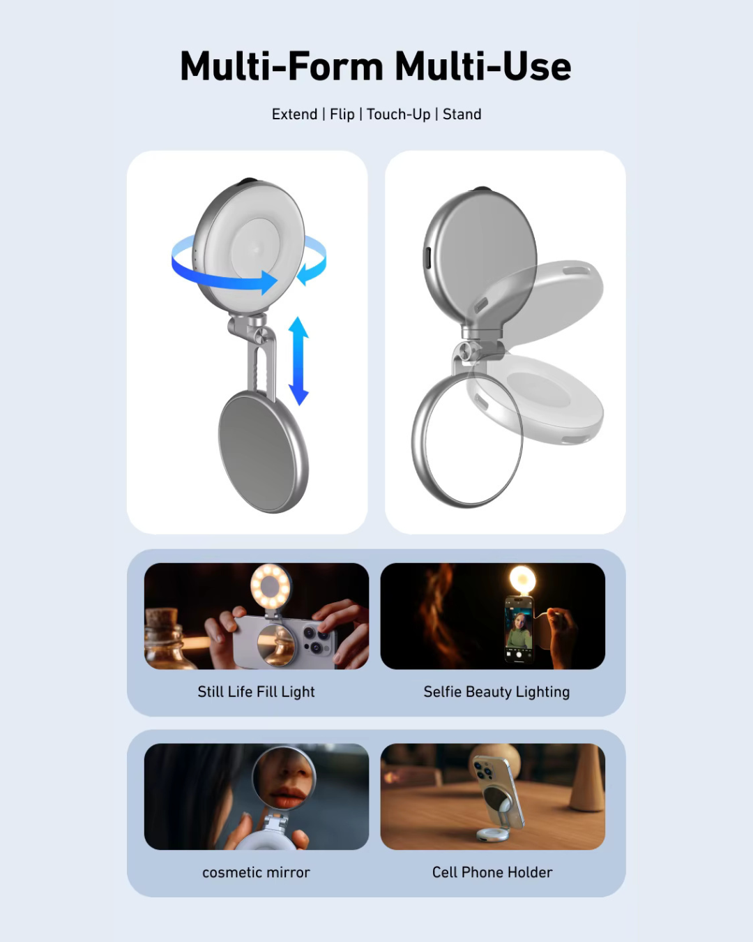 GripShot Pro – Magnetic Phone Camera Grip with Shutter & Magnetic Selfie Light 2.0 & Tripod