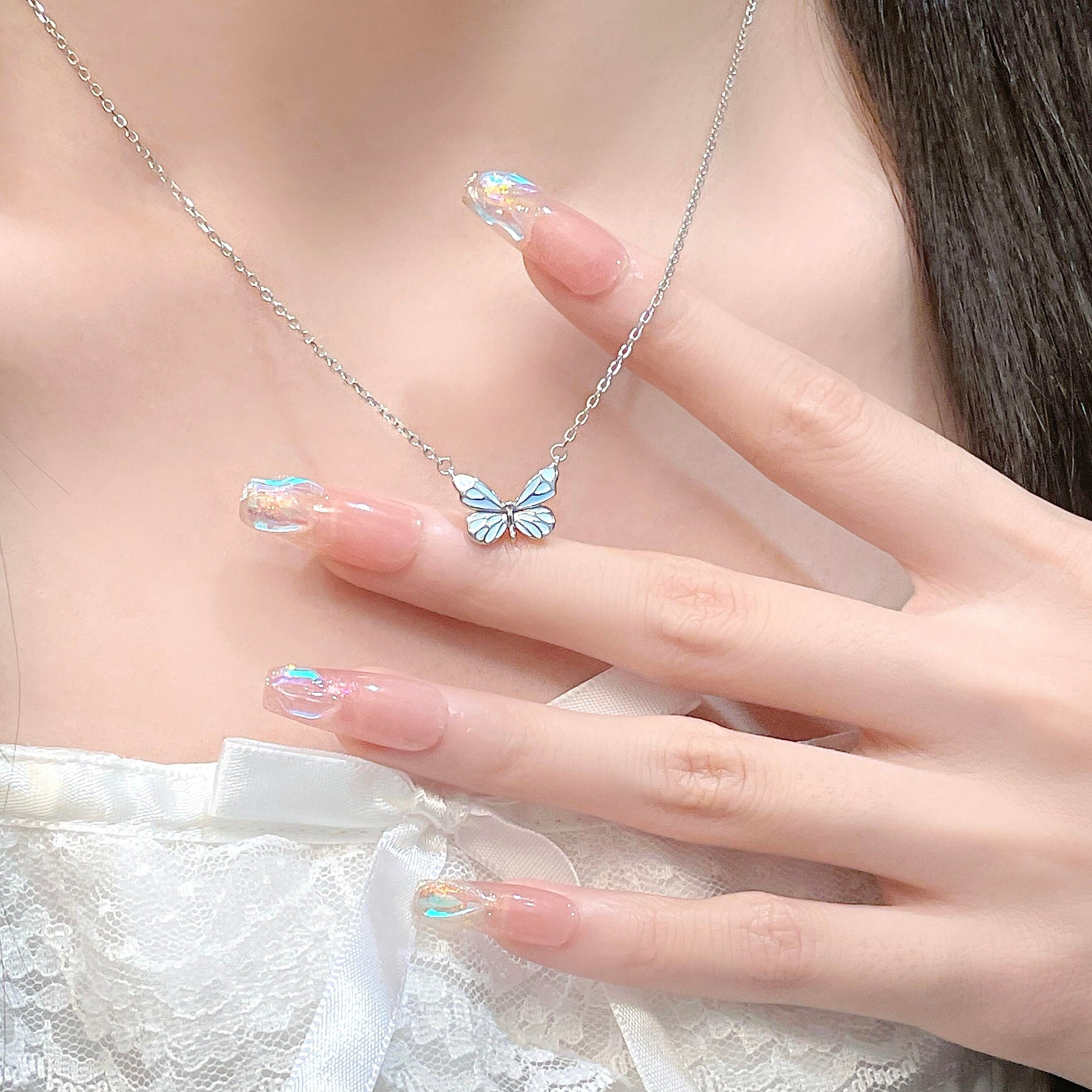 Dreamy Blue Butterfly Jewelry 2-in-1 Set