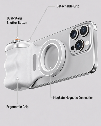 GripShot Pro – Magnetic Phone Camera Grip with Shutter & Magnetic Selfie Light 2.0 & Tripod