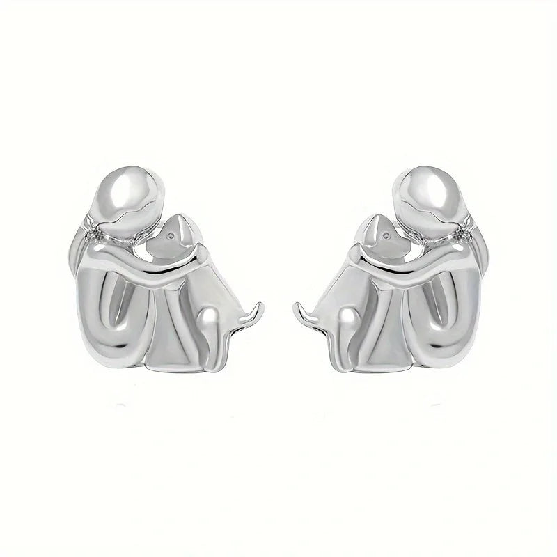 Two-Tone Silver & Gold Hug Earrings
