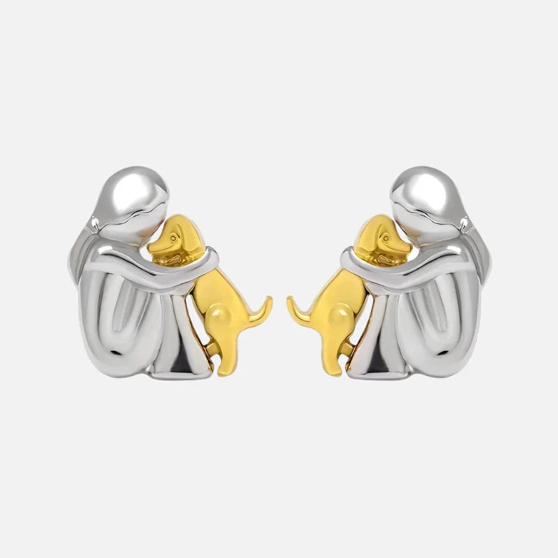 Two-Tone Silver & Gold Hug Earrings