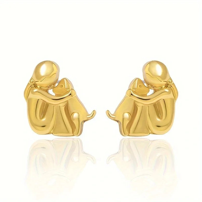 Two-Tone Silver & Gold Hug Earrings