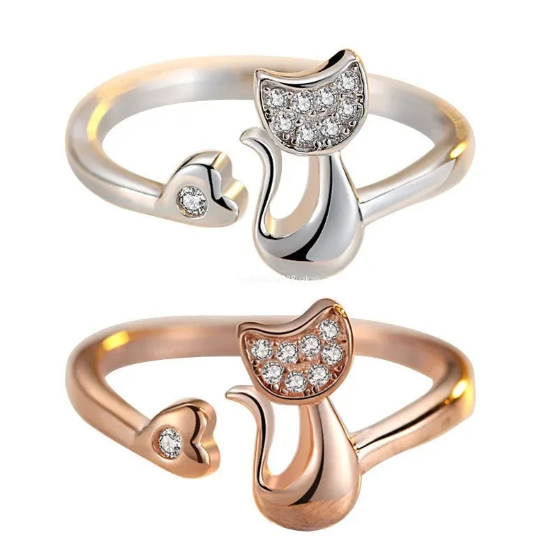 Cute Open Cat Ring – Cubic Zirconia