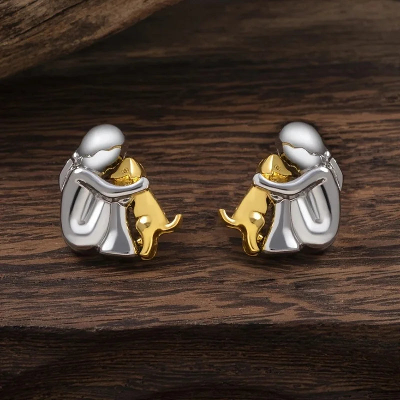 Two-Tone Silver & Gold Hug Earrings