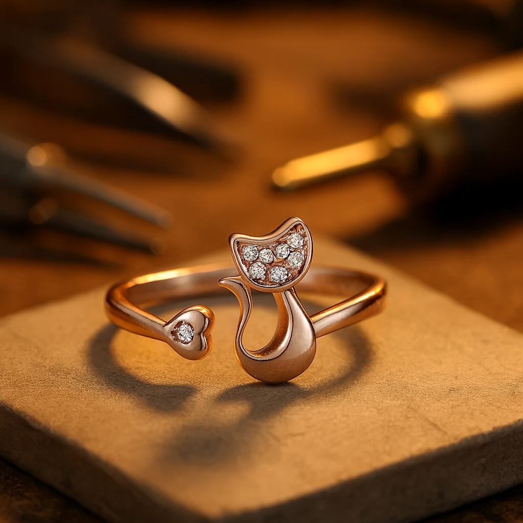 Cute Open Cat Ring – Cubic Zirconia