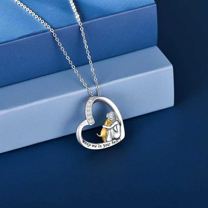 Sterling Silver Heart Necklace with Dog & Cubic Zirconia 🐾