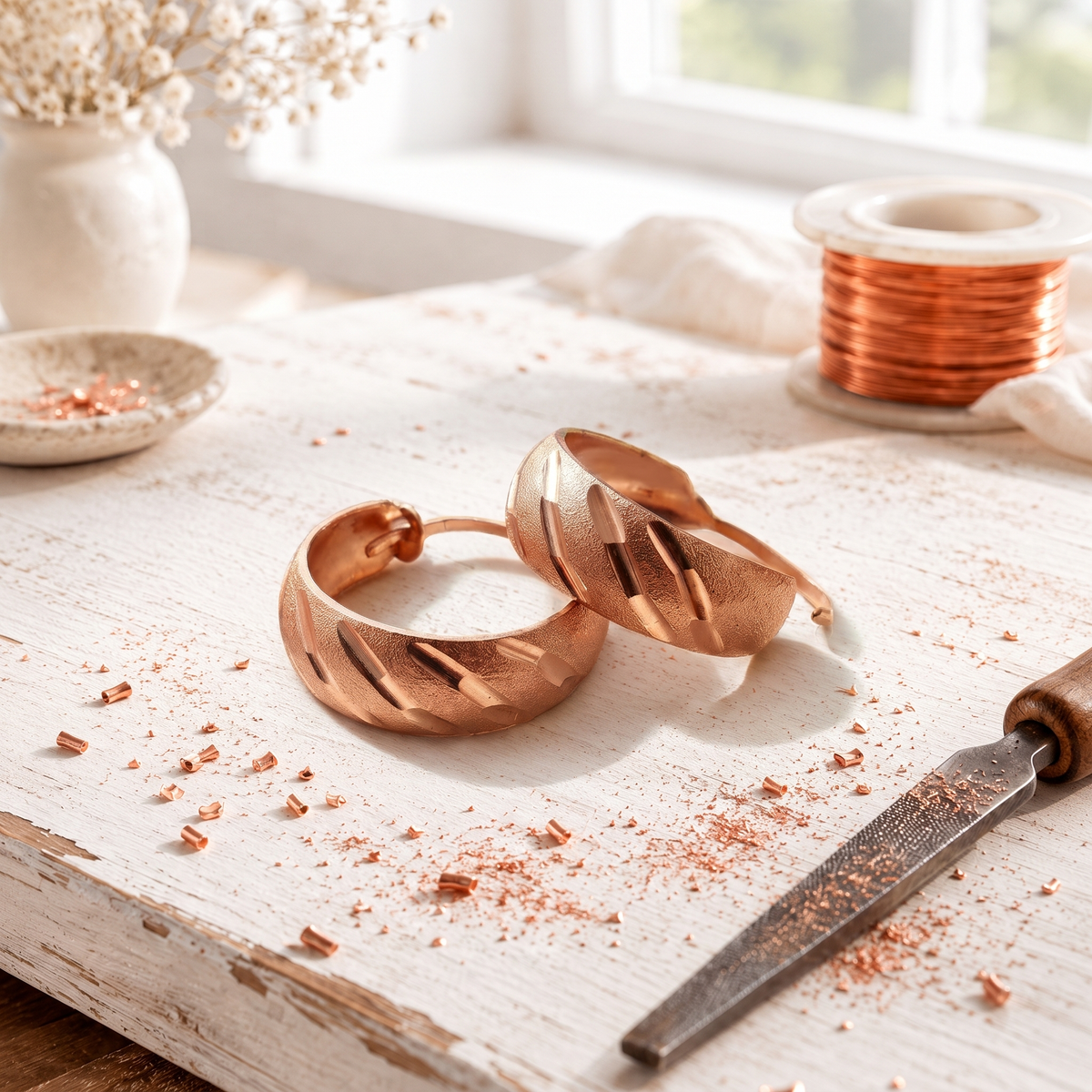 Alorin Facet Copper Earrings