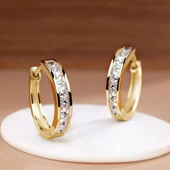 Elegance™ Earrings | Gold and Crystal Hoop Earrings
