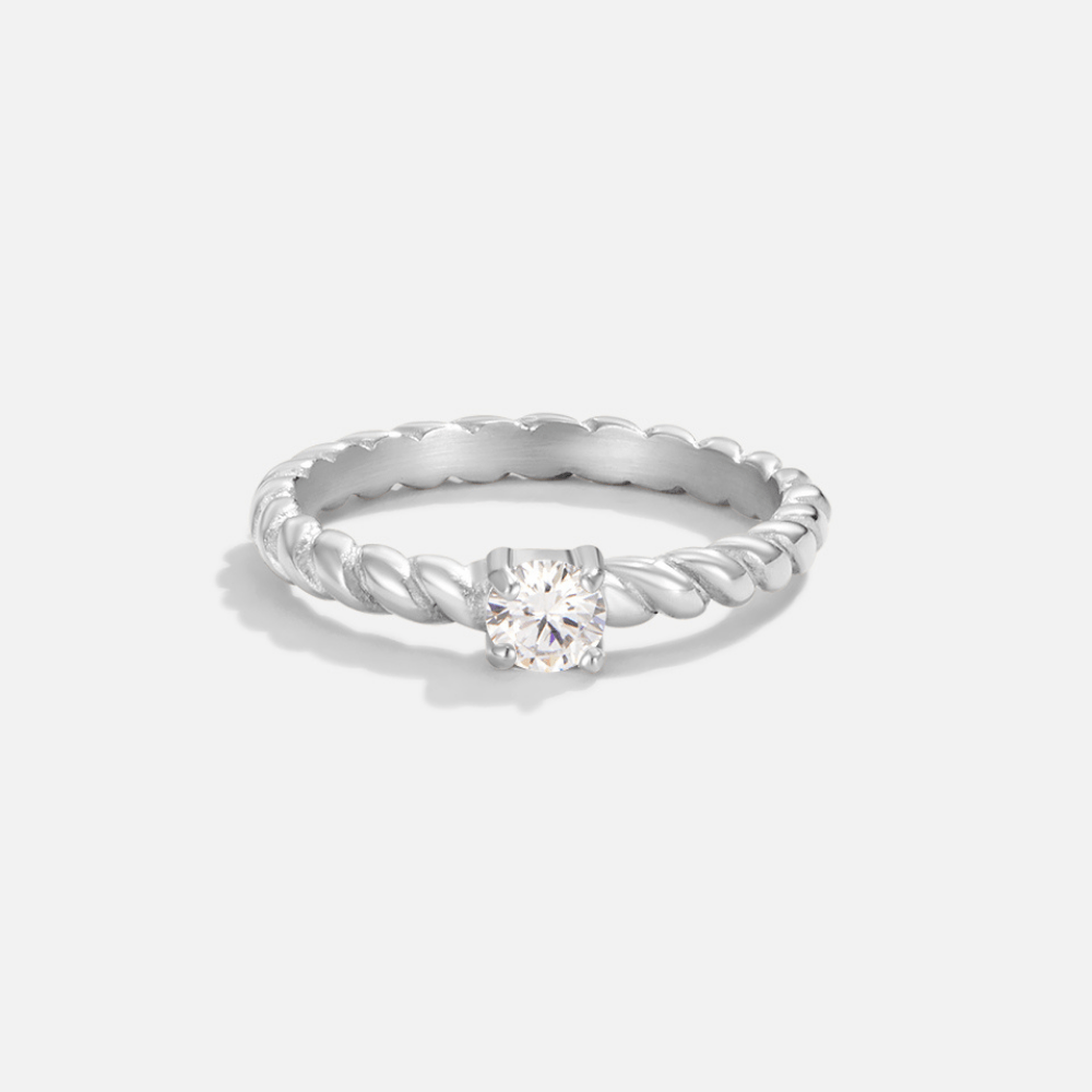 Milan – Twisted Silver Crystal Ring