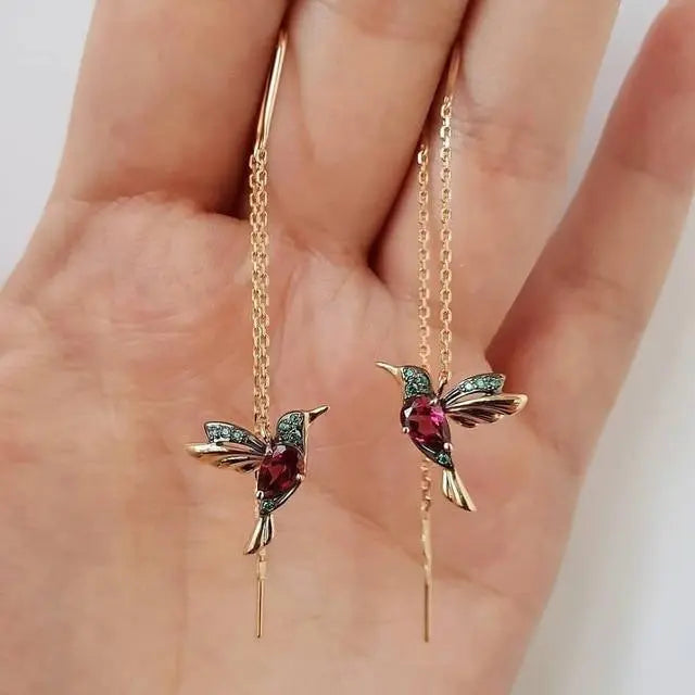 Hummingbird Earrings™ | Gold and Crystal Earrings
